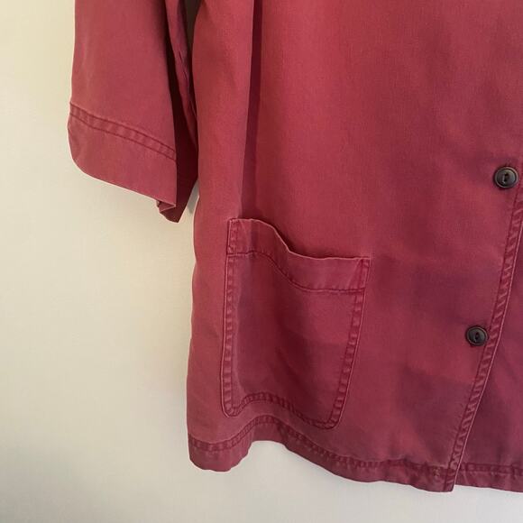 French Laundry Chore Jacket Shirt Red Lyocell Tencel Womens Size Large - Picture 9 of 9